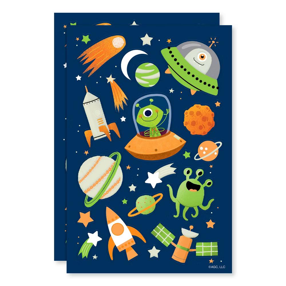 50ct 1 Sheet Stickers For Kids' Aliens in Outer space - Image 4