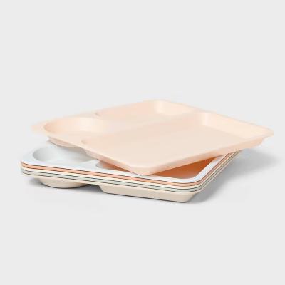 Kids' 6pc 9.5" Plastic Square Divided Plate - Microwave & Dishwasher-Safe, Ages 3+