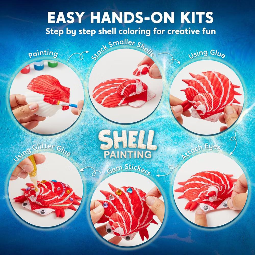 12 Pcs Glow in The Dark Sea Shell Painting Kit for Kids, DIY Arts & Crafts, Kids Paint Kits, Ideal Birthday Easter Gift for Boys Girls Age 6+ - Image 3
