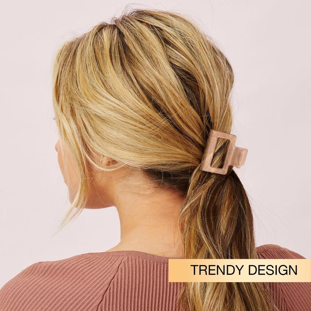 Recycled Rectangle Claw Clips - Neutrals - All Hair - 3pcs - Image 3