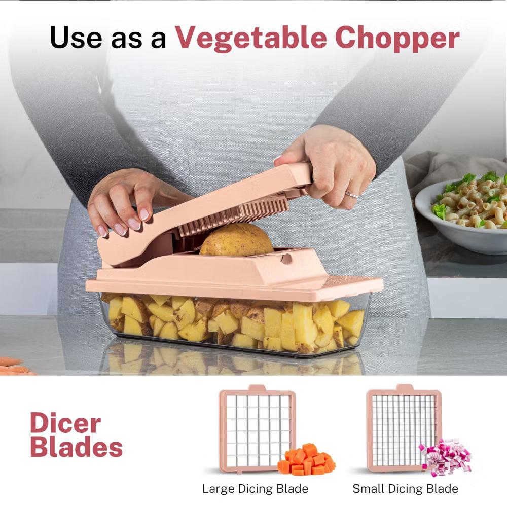 As Seen On TV NutriSlicer XL 7 Piece Vegetable Mandoline Slicer Chopper Dicer with Container & Blades - Image 19