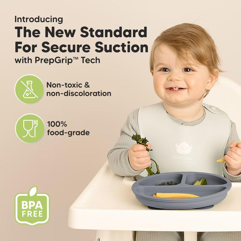 3-Pack Prep Suction Plates for Baby, 100% Silicone Toddler Plates, BPA-Free Divided Baby Plates with Suction - Image 23