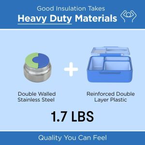 OMIEBox Insulated Bento Lunch Box with Leakproof Thermos Food Jar 3 Compartments