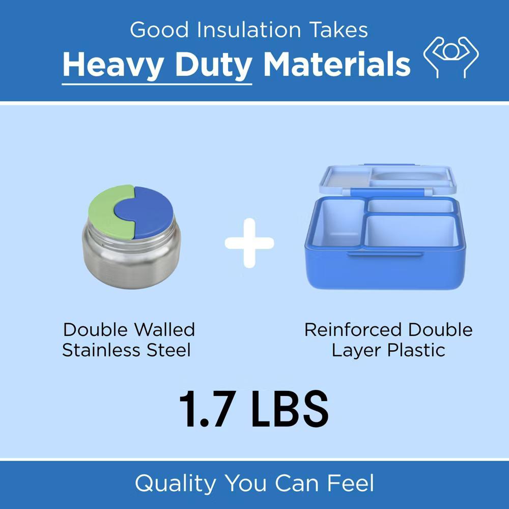 OMIEBox Insulated Bento Lunch Box with Leakproof Thermos Food Jar 3 Compartments