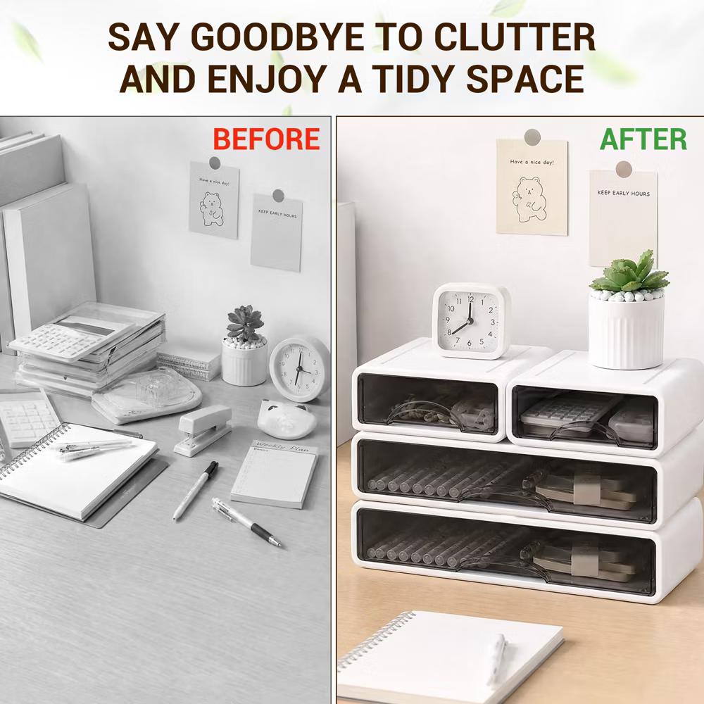 Stackable Storage Drawer with Dividers, Transparent PP Material Desktop Organizer, Durable Thickened Storage Container - Image 35