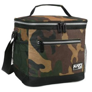 9.3" Insulated Lunch Bag with Water Bottle Pocket, Leakproof 20 Cans Lunch Tote with Front Zipper Pocket, Zipper Closure Lunch Box