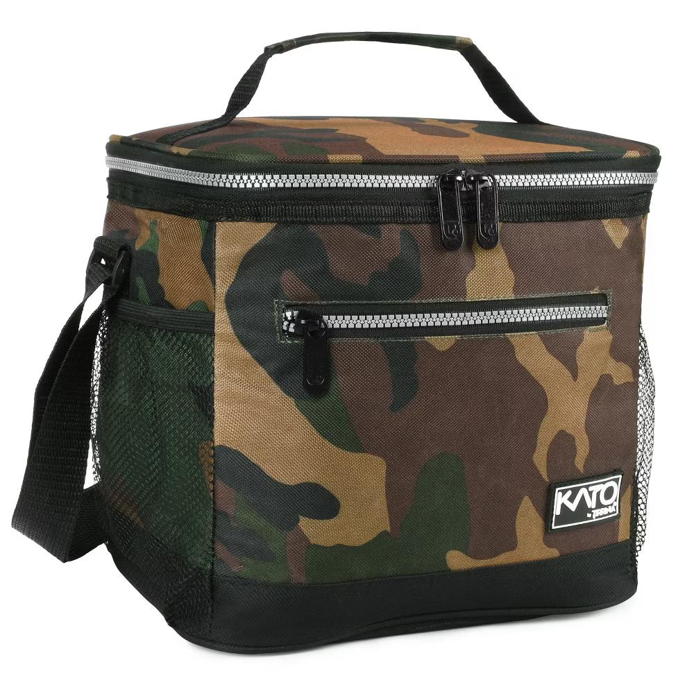 9.3" Insulated Lunch Bag with Water Bottle Pocket, Leakproof 20 Cans Lunch Tote with Front Zipper Pocket, Zipper Closure Lunch Box
