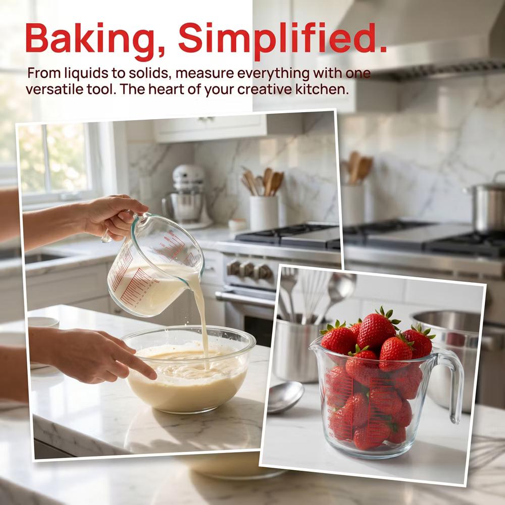 Measuring Cup, 1 Cup Glass Measuring Cup Liquid Measuring Cups, Measure Cups for Kitchen Baking - Image 3