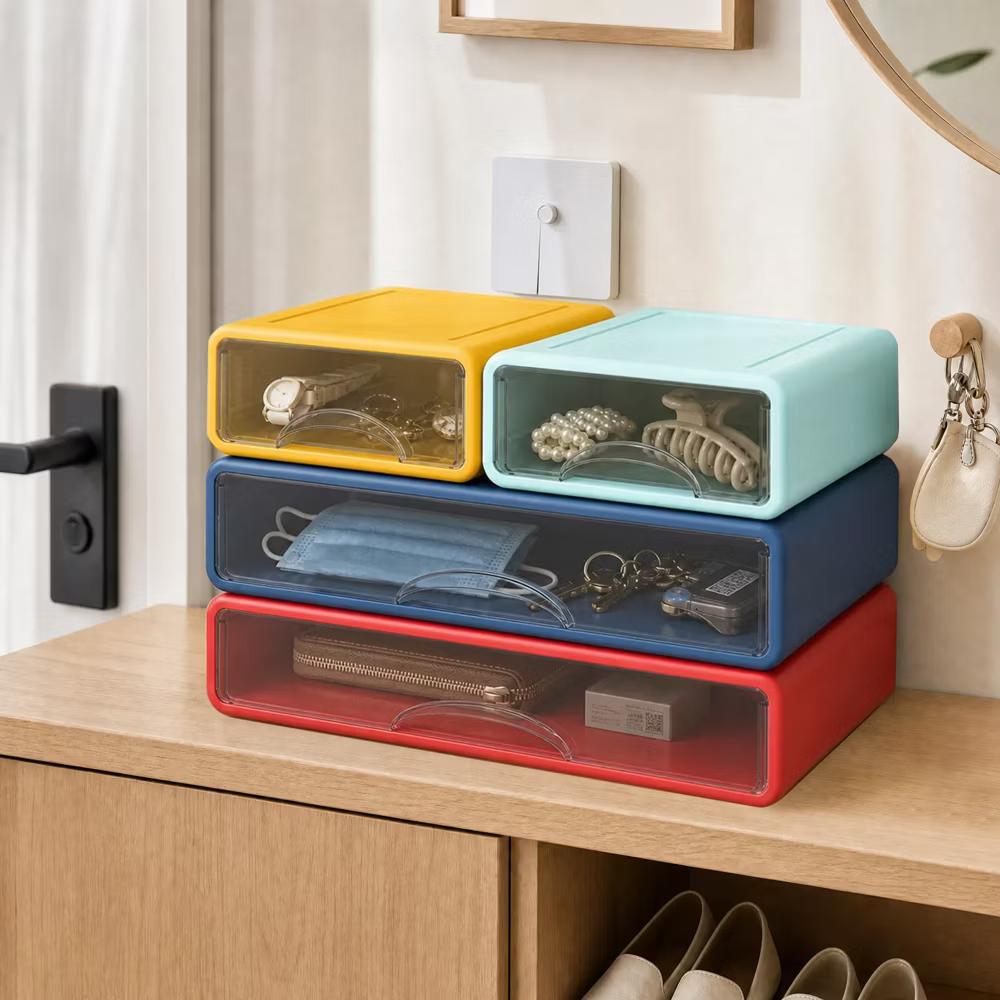 Stackable Storage Drawer with Dividers, Transparent PP Material Desktop Organizer, Durable Thickened Storage Container - Image 19