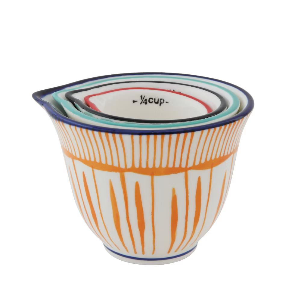 Storied Home Hand Stamped Stoneware Measuring Cups (Set of 4 Sizes/Designs) - Image 2