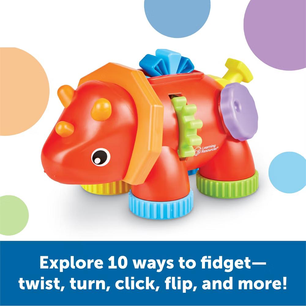 Tracy the Fidget Triceratops: Baby & Toddler Learning Toy for Fine Motor Skills - Image 4