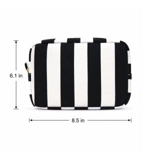 Alilang Striped Corduroy Cosmetic Pouch Makeup Bag with Zip Closure