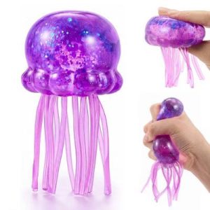 1Pcs Purple Jellyfish Glitter Squishy Stress Relief Squeeze Toys, Slow Rising Fidget Sensory Toy,Party Favors & Birthday Gifts for Kids Adults