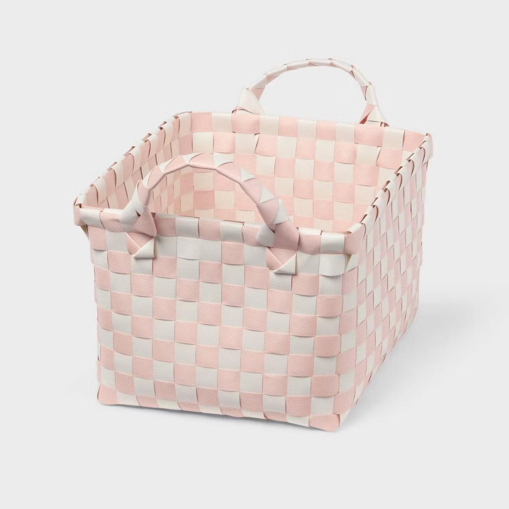 Woven Plastic Basket Small - Image 9