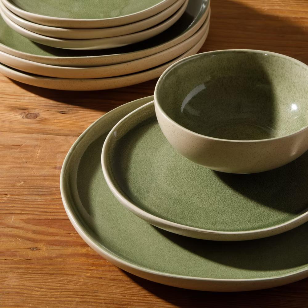 Manila Bay 12-Piece Stoneware Dinnerware Set, Service for 4, Reactive Glaze Modern Artisan Plates & Bowls - Image 13