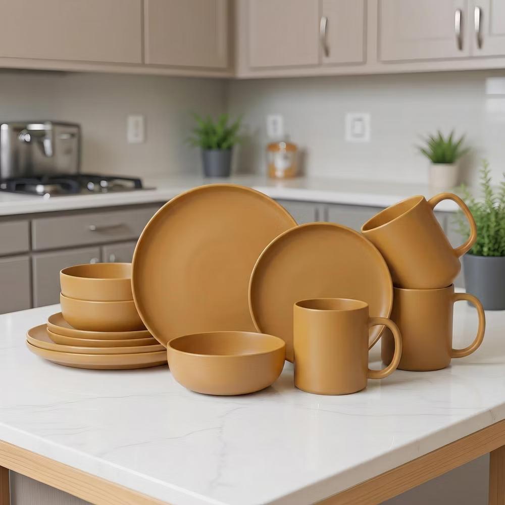 12-Piece Stoneware Dinnerware Set with Mugs, Microwave & Dishwasher Safe, Non-Toxic Dish Set, Plate Set, Stackable Matte Glaze Kitchenware for 3 - Image 49