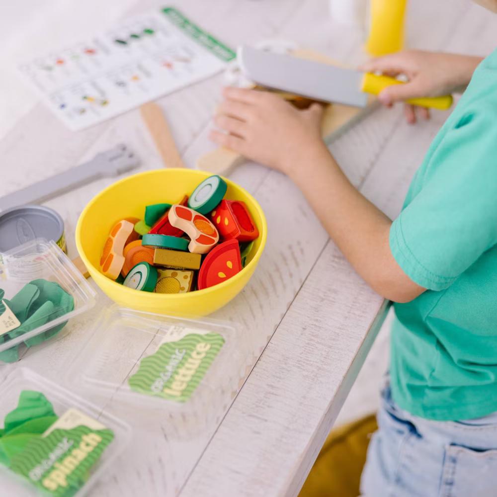 Slice and Toss Salad Play Food Set - 52pc Wooden and Felt - Image 2