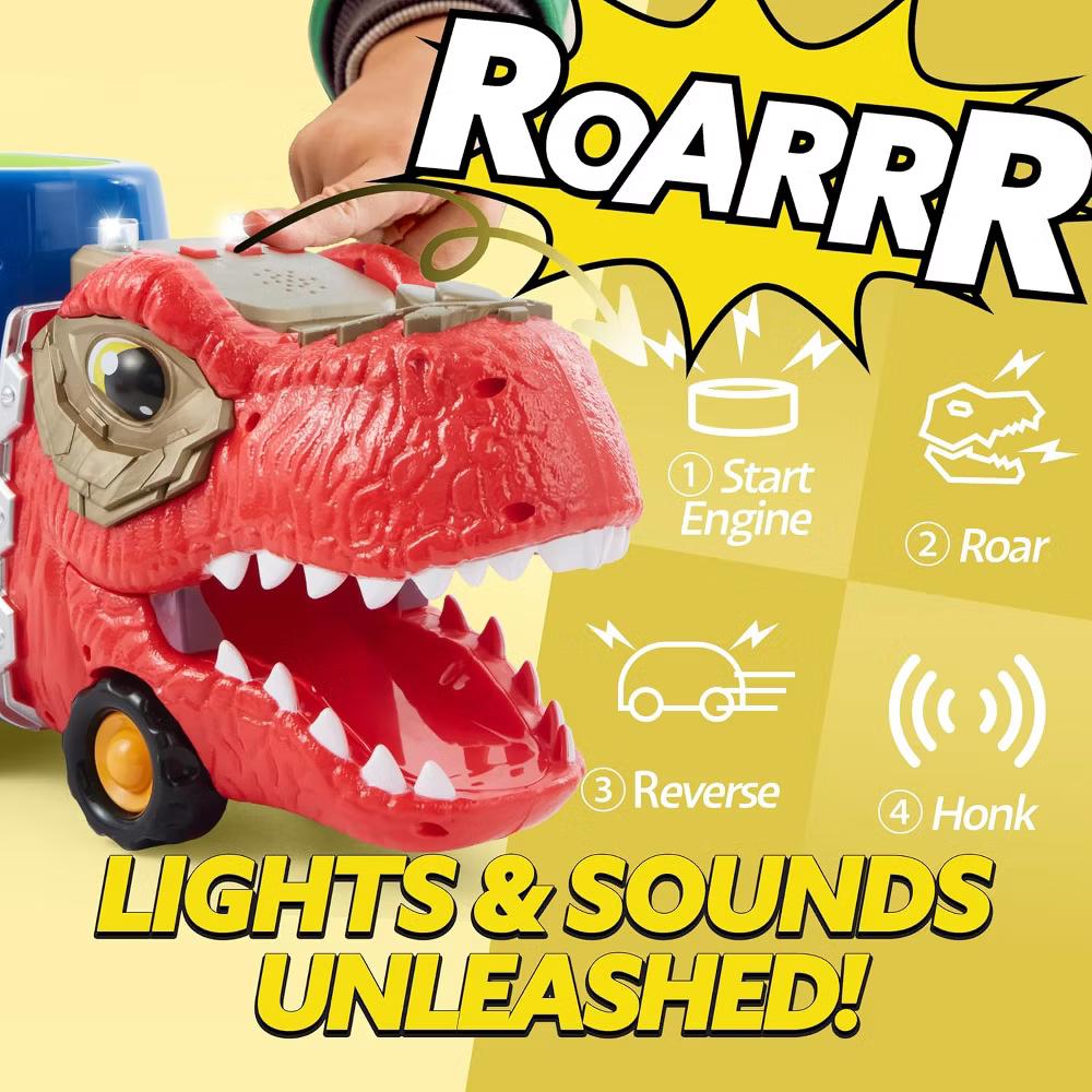 Dinosaur Truck Toys for Kids, Carrier Truck Car Toy with 6 Rubber Vehicle Figures, Music and Lights, Birthday Gift for Boys Ages 3 4 5 6 - Image 5