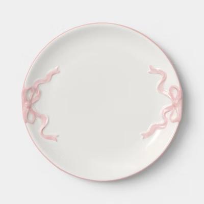 8.5" Stoneware Bow Salad Plate Cream
