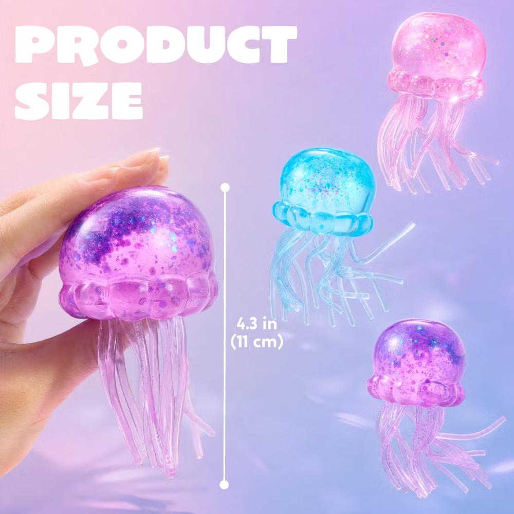 3-Pack Jellyfish Squishy Sensory Squeeze Toys, Stress Relief Anxiety Fidget Toy, Summer Party Favors & Birthday Gifts for Kids Adults - Image 8