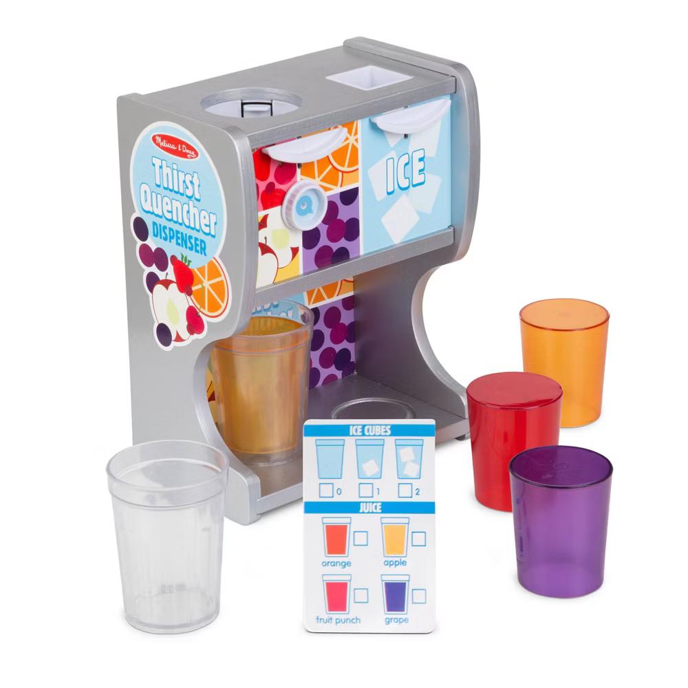 Thirst Quencher Wooden Drink Dispenser Pretend Play Set With Cups, Juice Inserts, Ice Cubes - Image 6