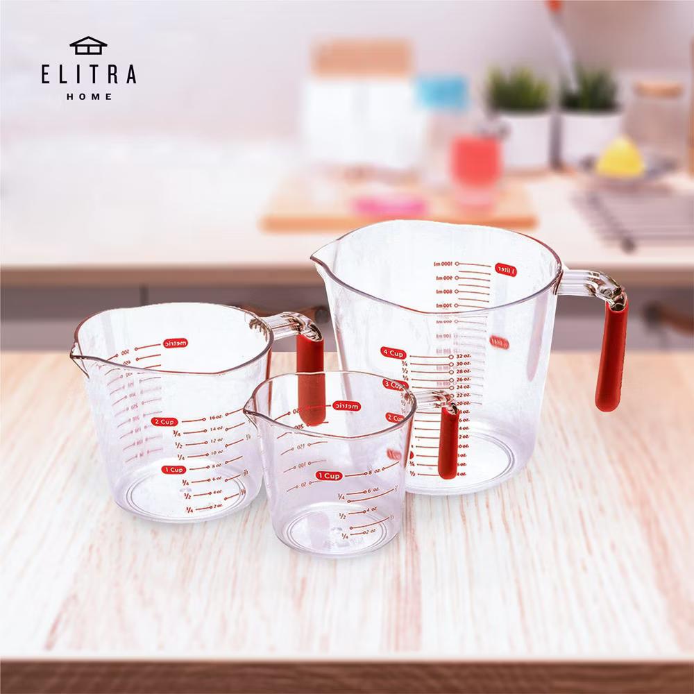 Elitra Home Complete Measuring Set, 13-Pack Stainless Steel Cups, Spoons, Plastic Measuring Pitchers with Spout - Engraved Measurements - Image 7