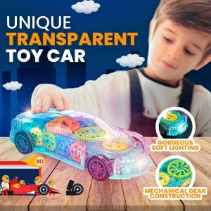 Playbees Remote Control Light-Up Transparent Car Toy, Toys for Autistic Kids Ages 3-5 Sensory Toy
