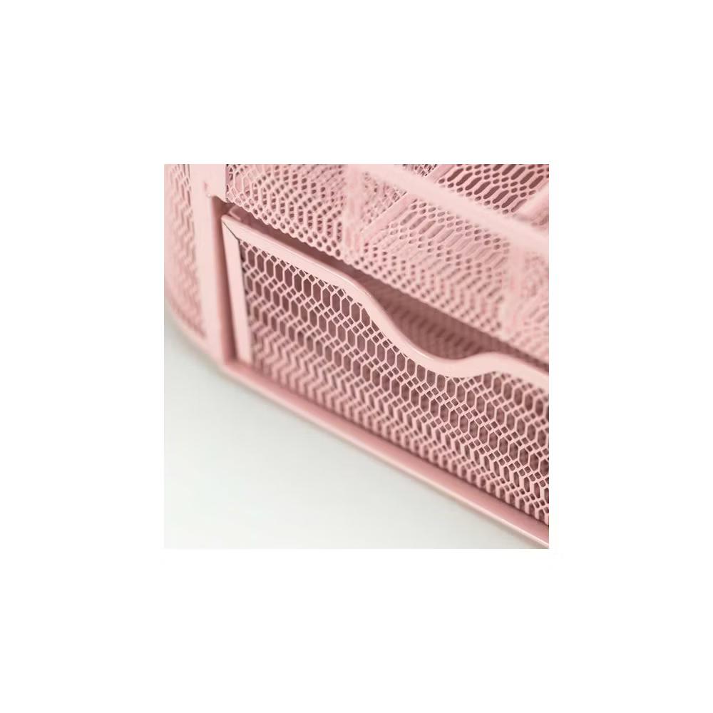 Blu Monaco Small Metal Mesh Desk Organizer with Drawer - Available in Aqua, Gold, and Pink - Image 26