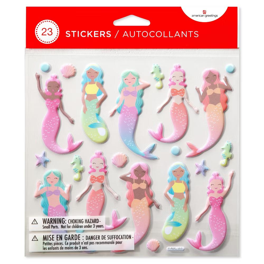 Puffy Pastel Mermaids Stickers 23ct - 1 Sheet - Image 4