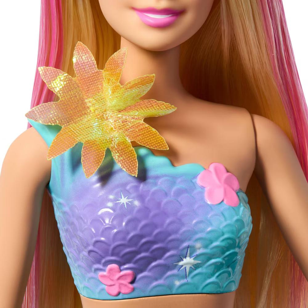 Flower Magic Mermaid Toy Doll with Surprise Blooming Flowers Feature, Long Blonde Hair with Pink Highlights - Image 4