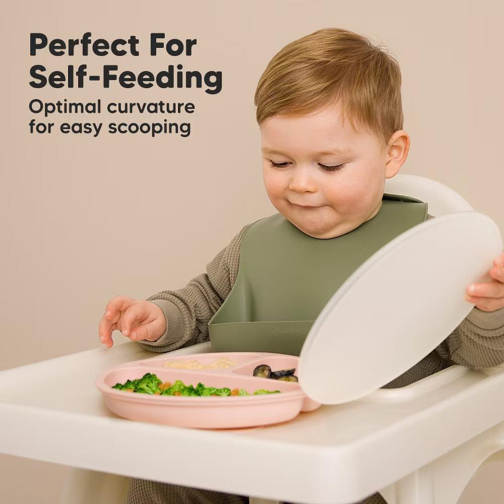 3-Pack Prep Suction Plates with Lids, 100% Silicone Baby Plates with Lid, BPA-Free Kids Divided Toddler Plates - Image 21