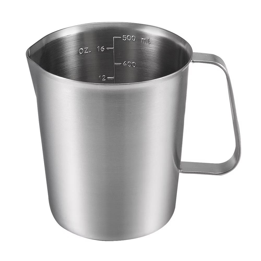Measuring Cup Including ML Scale Ounce Scale Stainless Steel Graduated Beaker with Handle for Lab Kitchen liquids