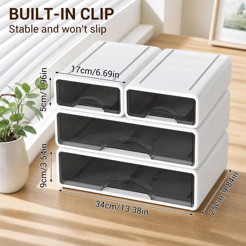 Stackable Storage Drawer with Dividers, Transparent PP Material Desktop Organizer, Durable Thickened Storage Container - Image 36