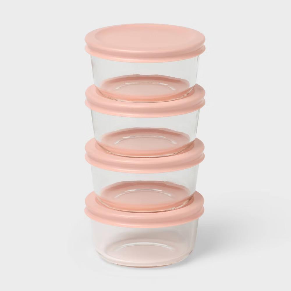 8pc (Set of 4) Round Glass Food Storage Container Set - Image 6