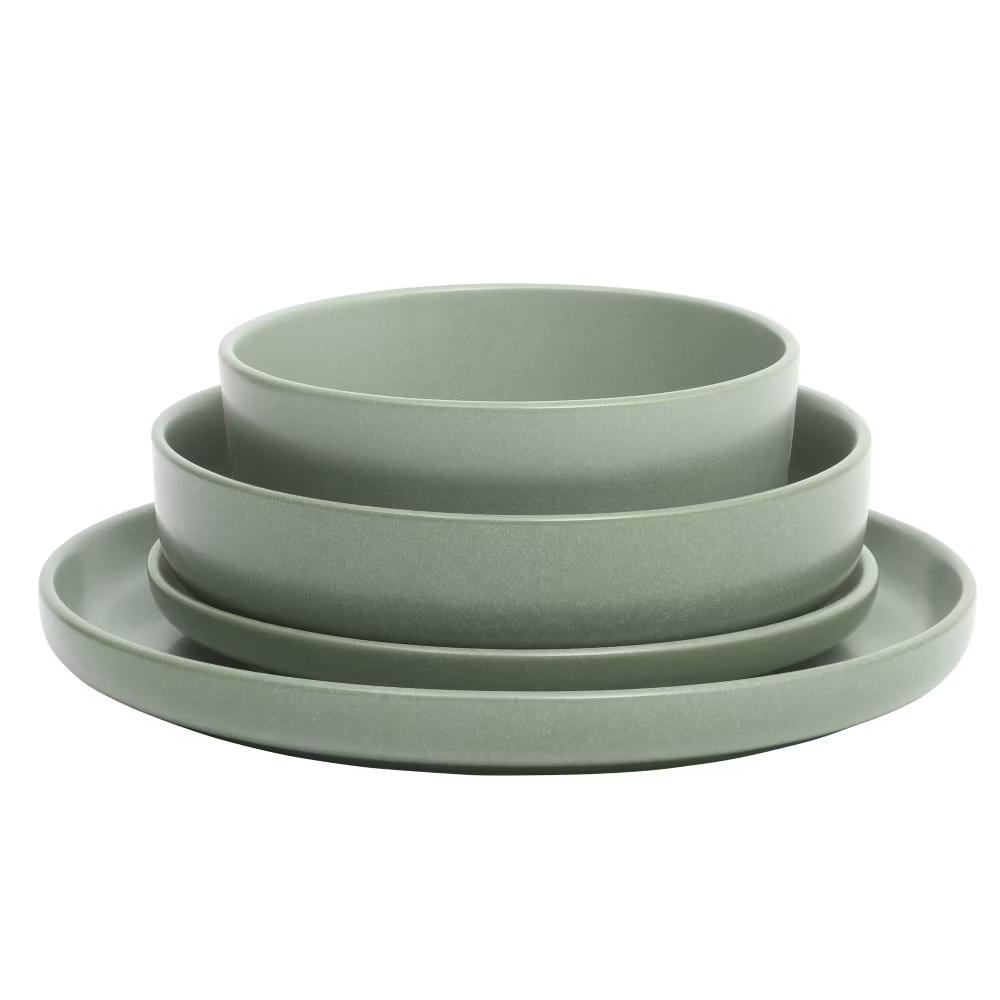 Pasco 16 Piece (Service for 4) Plates and Bowls Double Bowl Reactive Glaze Dishes Stoneware Ceramic Dinnerware Set - Image 4