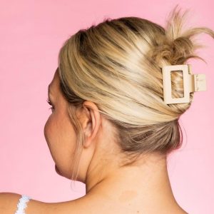 Grip + Go Square Claw Clips for Fine Hair - Cream/Black - 2ct
