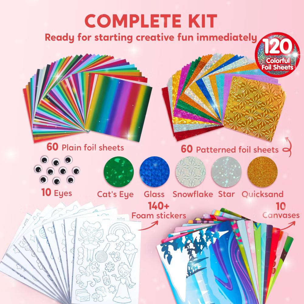 Unicorn Princess Foil Art Kit for Girls Age 4-8 Kid Arts Crafts Supplies Foil Foam Stickers Creative Toys Birthday Christmas Gifts School Prize - Image 2