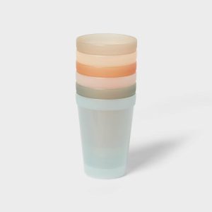 Kids' 15 fl oz Plastic Tall Tumbler - Microwave & Dishwasher Safe, Set of 6, Multicolored