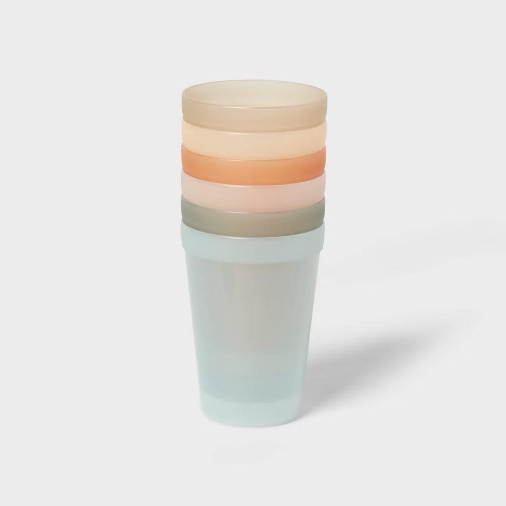 Kids' 15 fl oz Plastic Tall Tumbler - Microwave & Dishwasher Safe, Set of 6, Multicolored