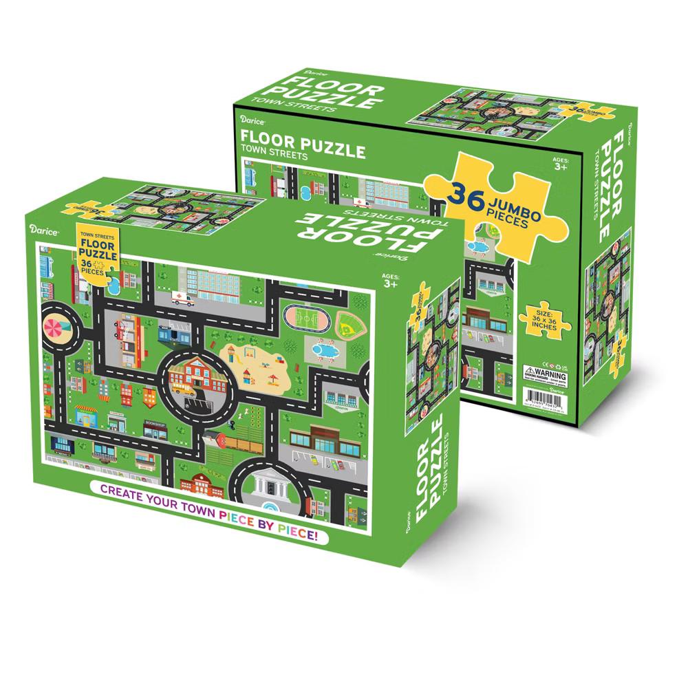 Darice Town Streets Floor Puzzle for Kids – 36 Jumbo Pieces, 36" x 24" City Map Jigsaw Puzzle – Build Your Own Town, Play Mat Toy, Ages 3+ - Image 9