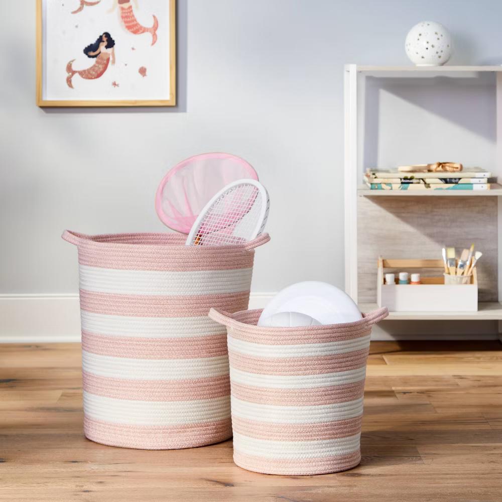 Striped Coiled Kids' Rope Basket - Image 5
