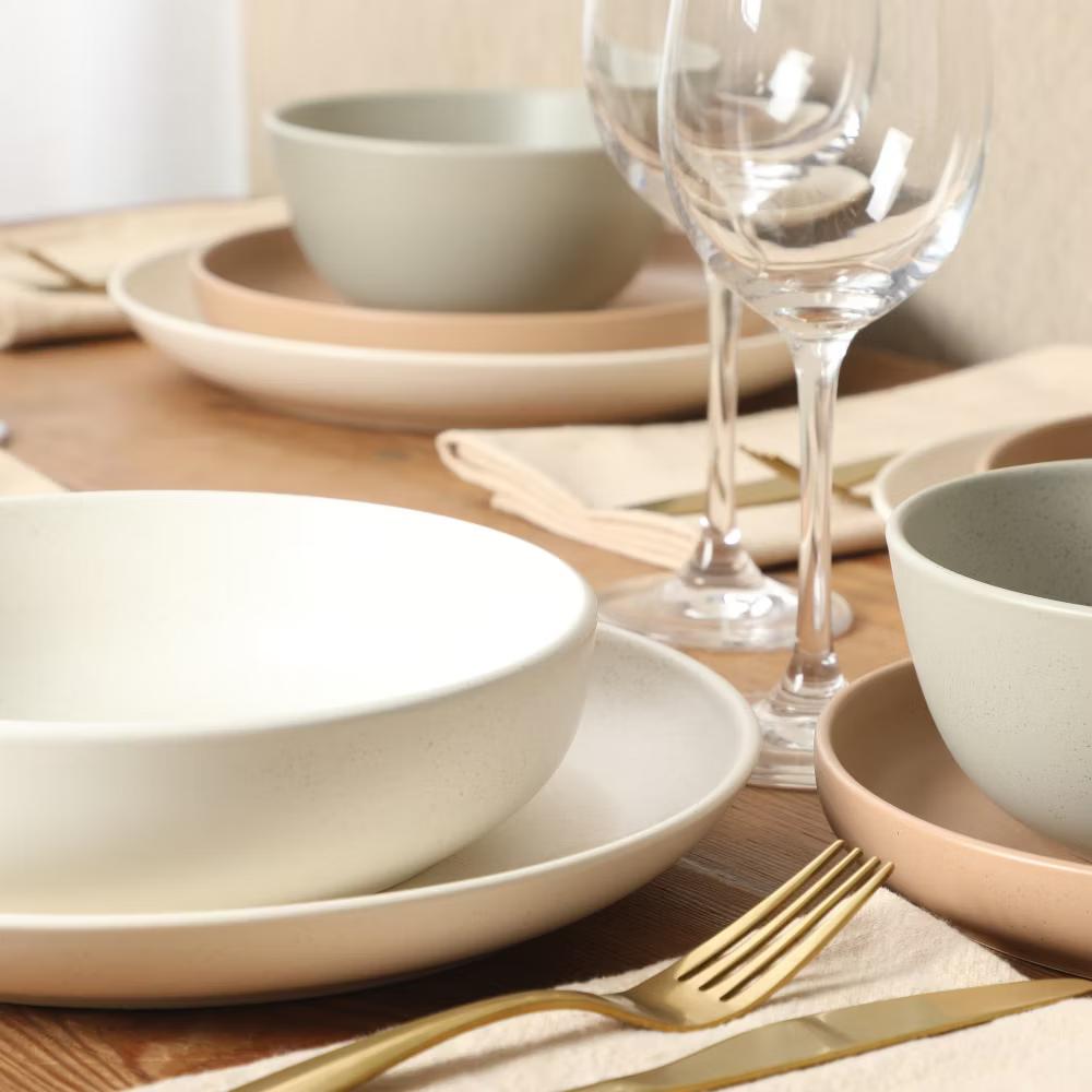 Leeds Court Plates and Bowls Sets, 16-Piece Stoneware Dinnerware Sets, Round Speckle Reactive Glaze Dish Set, Service for 4 - Image 3