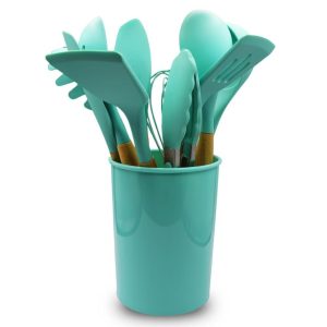 12 Piece Non-Stick Silicone Spatula Set with Wooden Handles