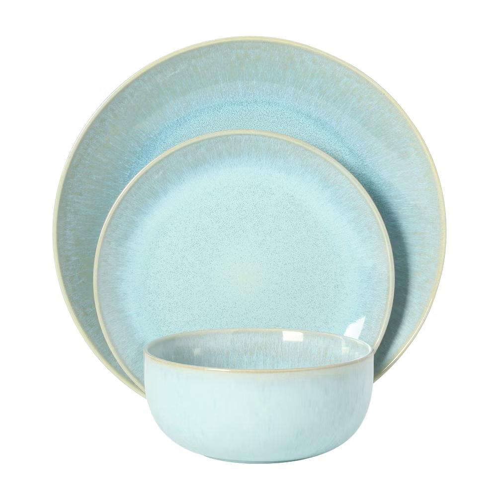 Pine Coast Plates and Bowls Sets, 12-Piece Stoneware Dinnerware Sets, Reactive Glaze Dish Set - Image 12