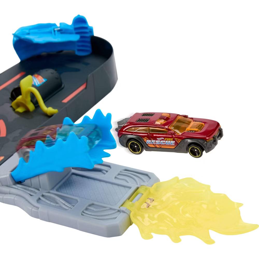 City Super Fire Station Rescue Playset and 1:64 Scale Toy Car Track Extends 16”