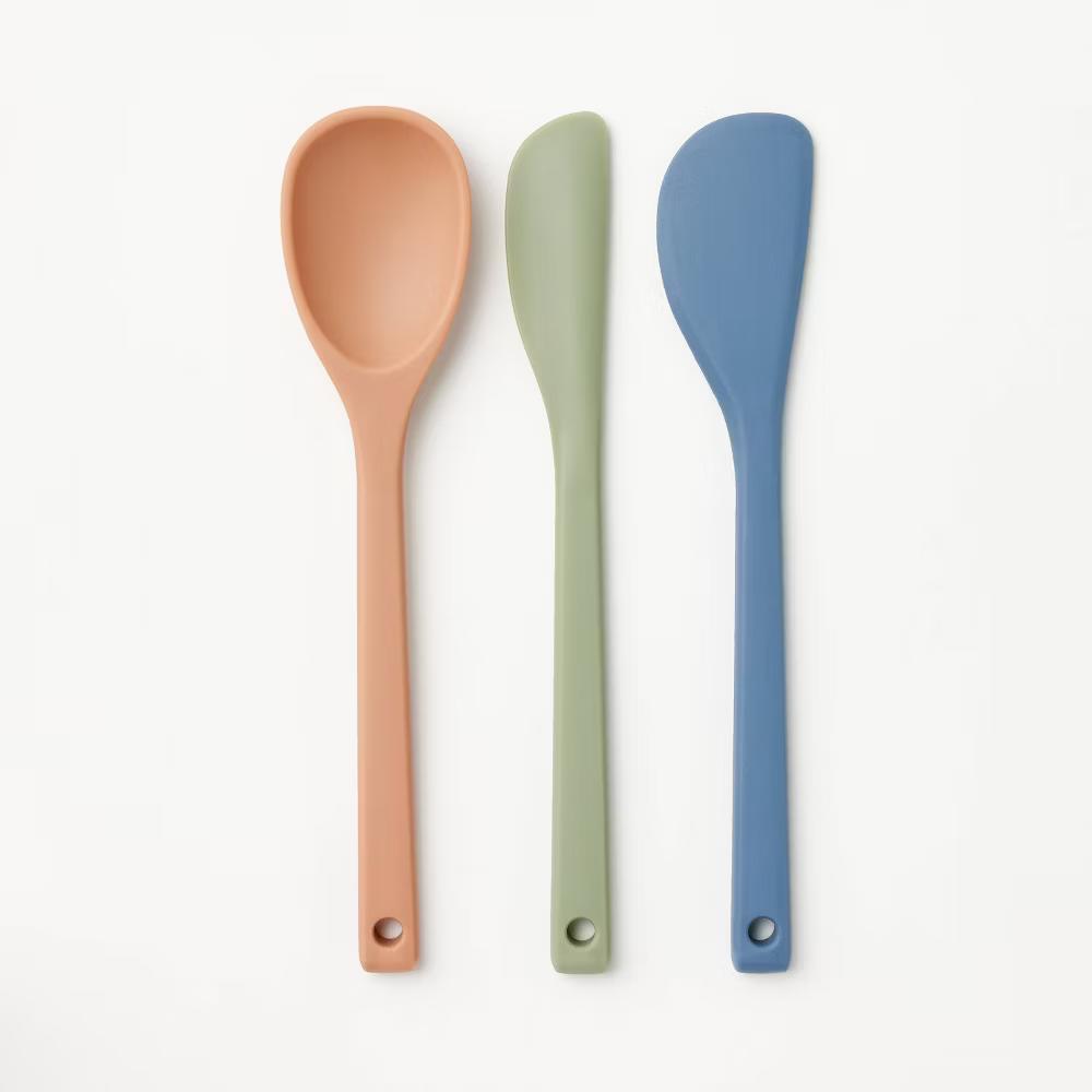 3pk Silicone Mini Spatula Set - Multicolored Kitchen Utensil Set, Dishwasher-Safe, Adult Use - Image 3