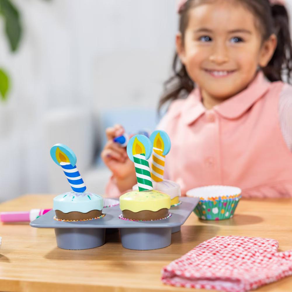 Bake and Decorate Wooden Cupcake Play Food Set: Creative Thinking Pretend Kitchen Accessory, 29 Pcs - Image 8