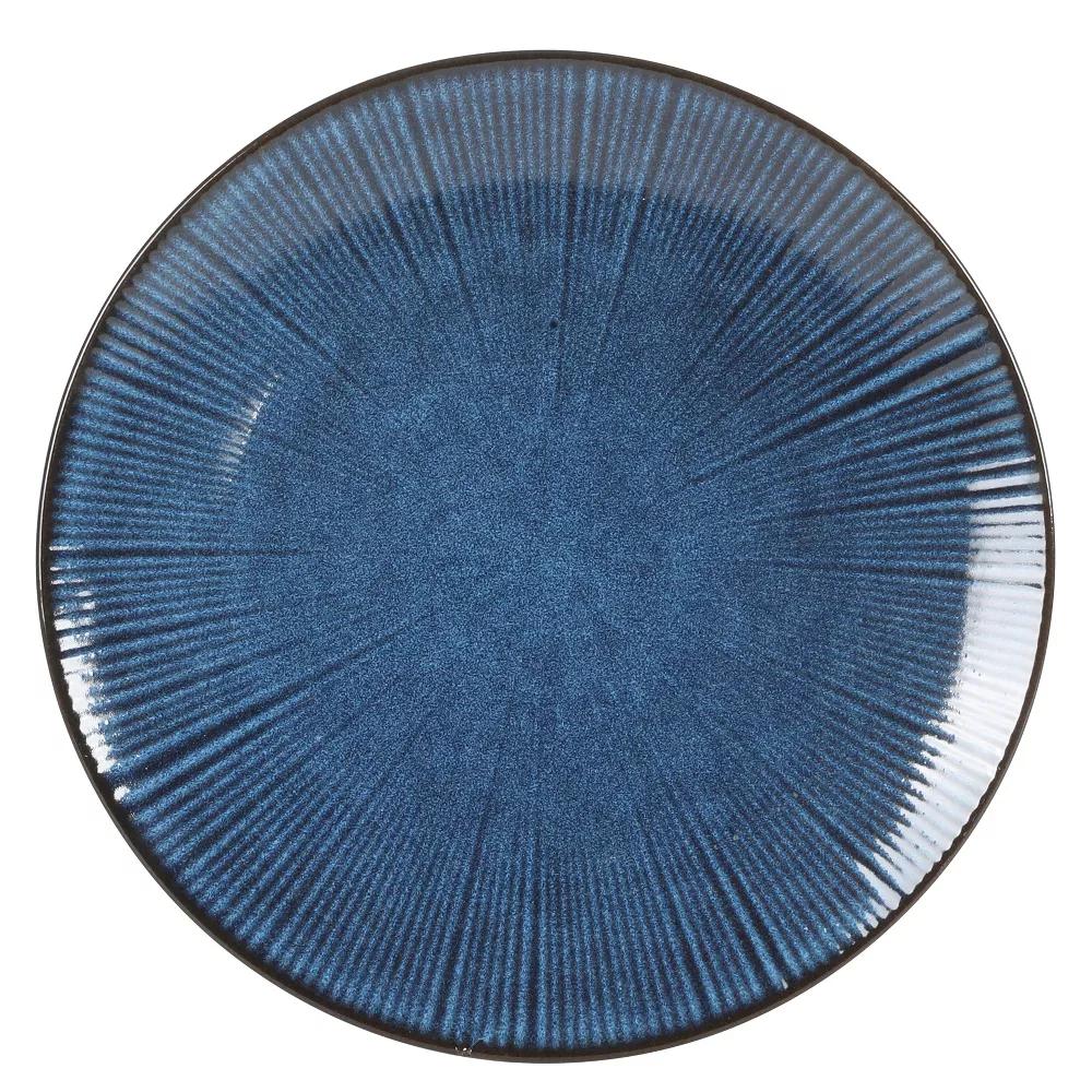 Midnight Luna Plates and Bowls Sets, 12-Piece Stoneware Dinnerware Sets, Reactive Glaze Dish Set - Blue - Image 7