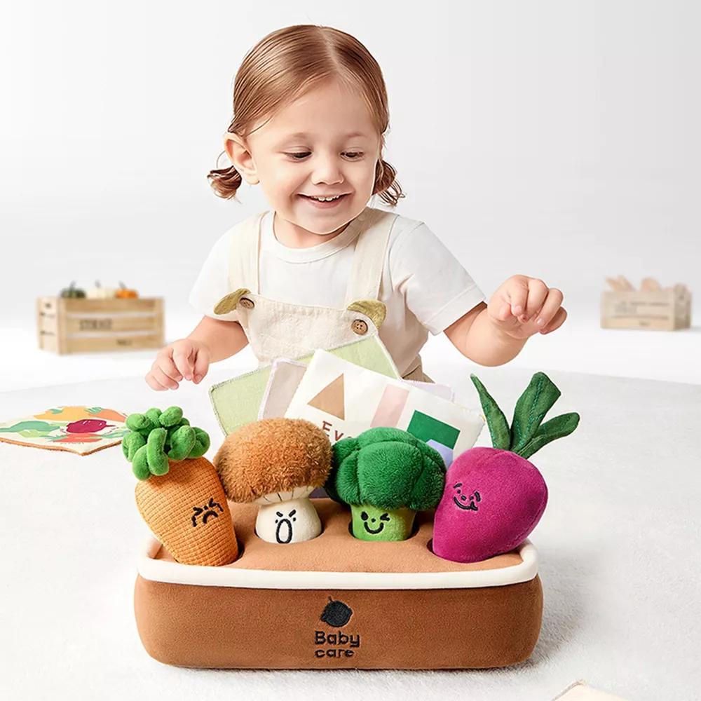 Bc Babycare Pull & Play Activity Sensory Toy Tissue Box Toy, Veggies-Shaped with Crinkle Fabrics, Design for Sensory Learning - Image 11