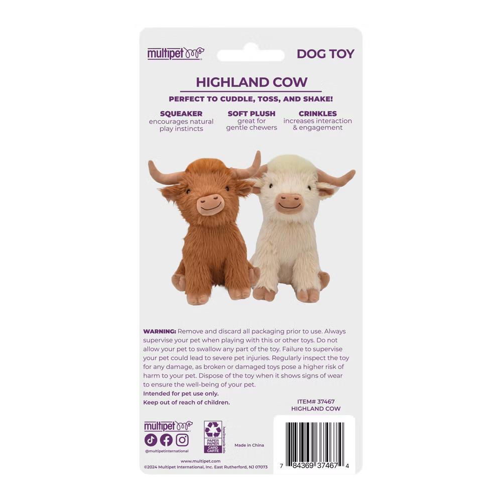 8" Highland Cow Interactive Plush Dog Toy: All Ages, Occupy, Cuddle - Image 6